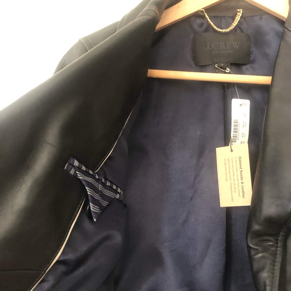 J. Crew Black Leather Moto Jacket with Gold Hardware - Picture 4 of 6